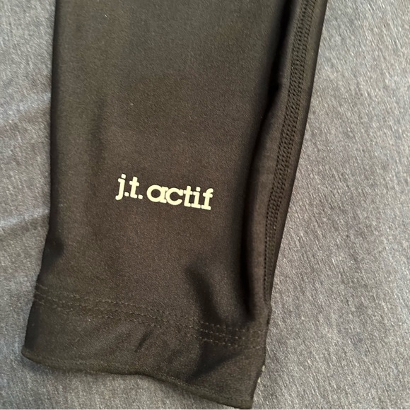 j.t. actif Women's Three Stripe Black Active Yoga Leggings Size Large - Picture 2 of 10